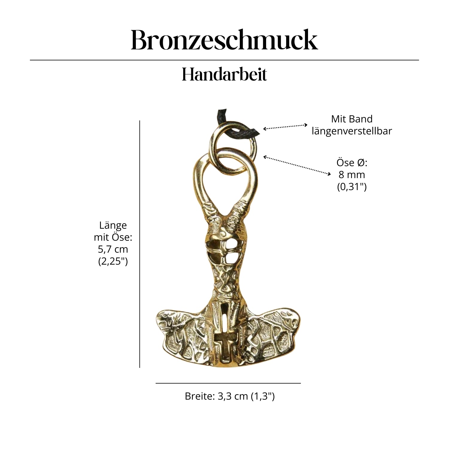 Thorshammer Halskette Schmuck Anhänger Bronze Amulett