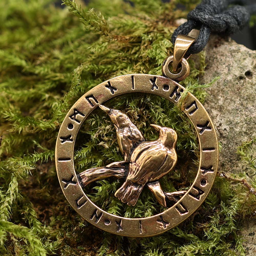 Raben Odins Anhänger Bronzeschmuck Kette