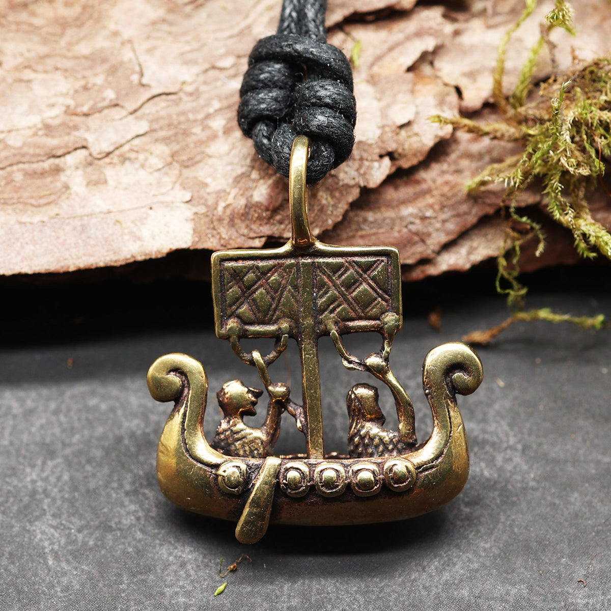 Drachenboot Anhänger Schmuck Bronze Halskette Handarbei