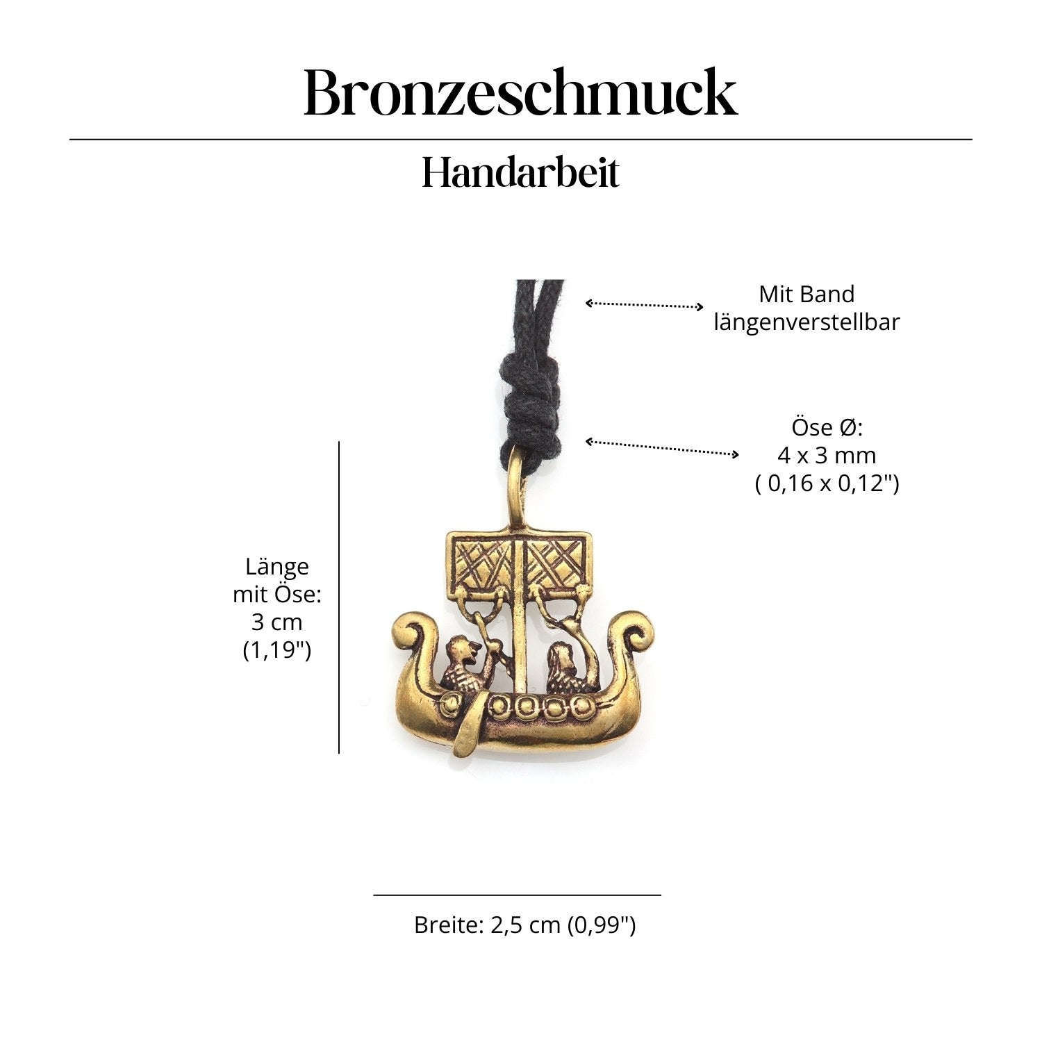 Drachenboot Halskette Bronze Amulett