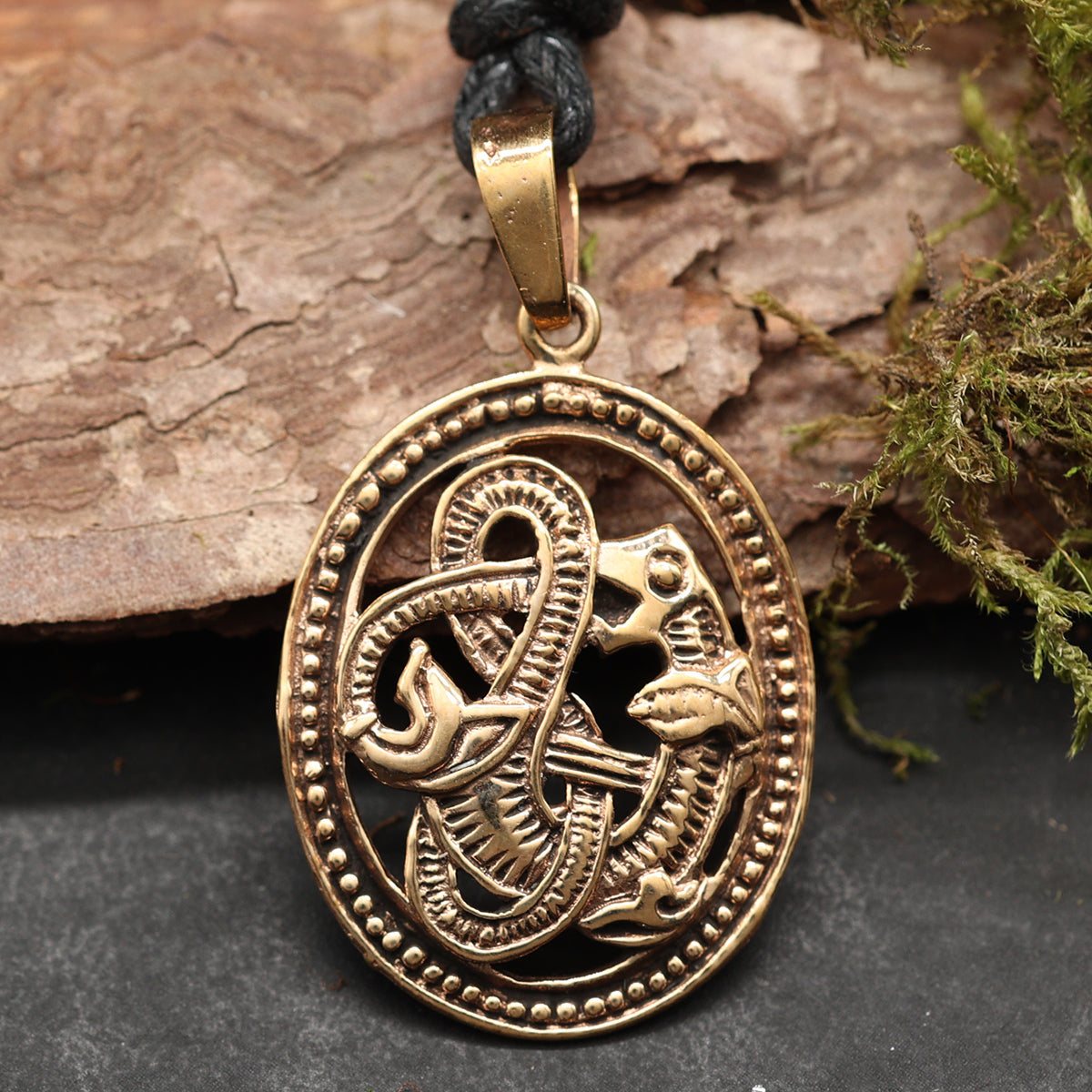 Keltische Schlangen Anhänger Schmuck Bronze Halskette Handarbei