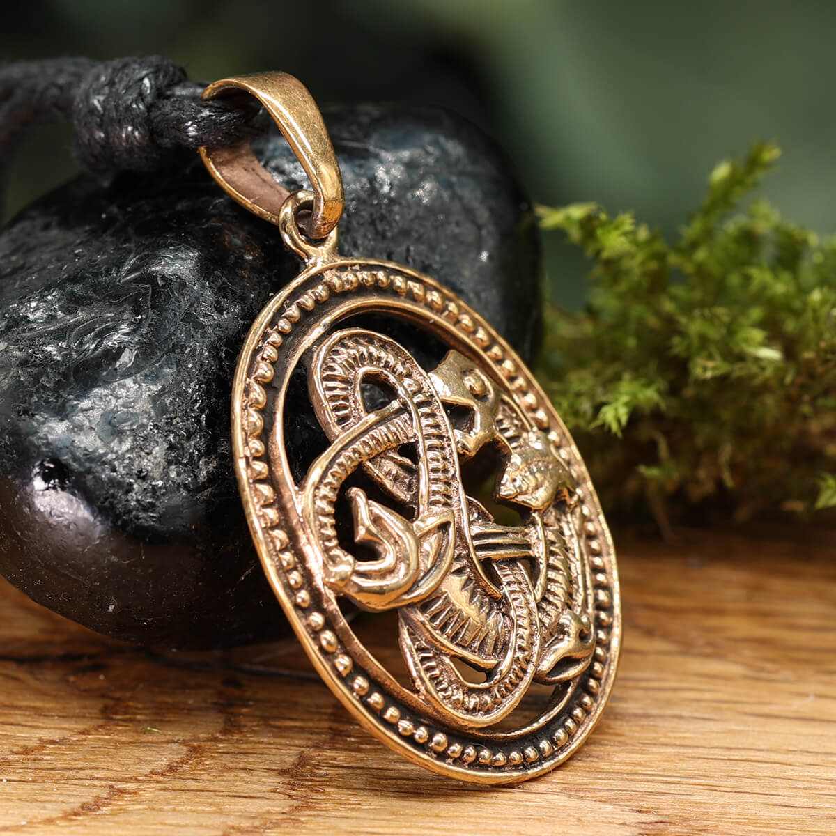Celtic snake jewelry pendant, bronze