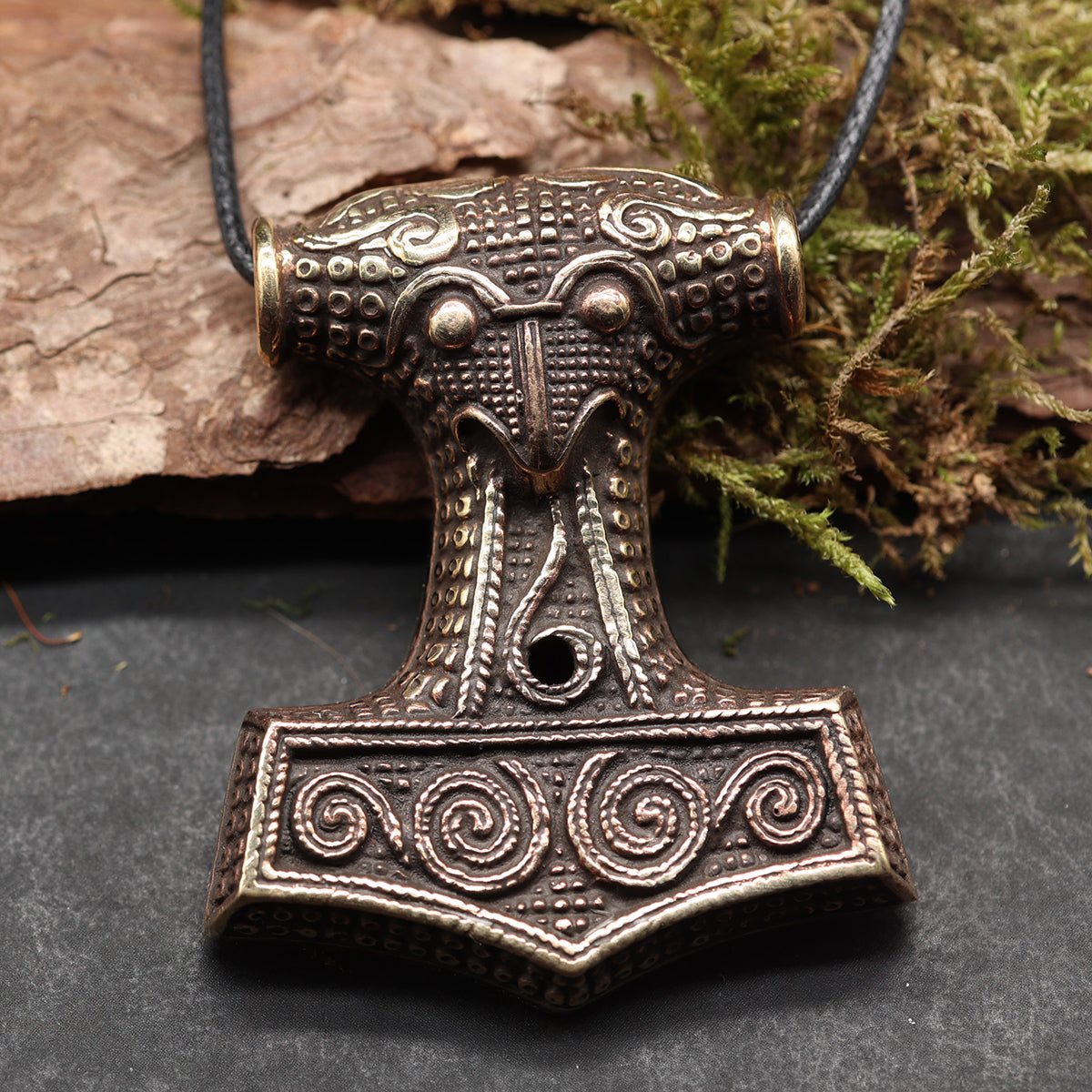 Thorshammer Anhänger Schmuck Bronze Halskette Handarbei