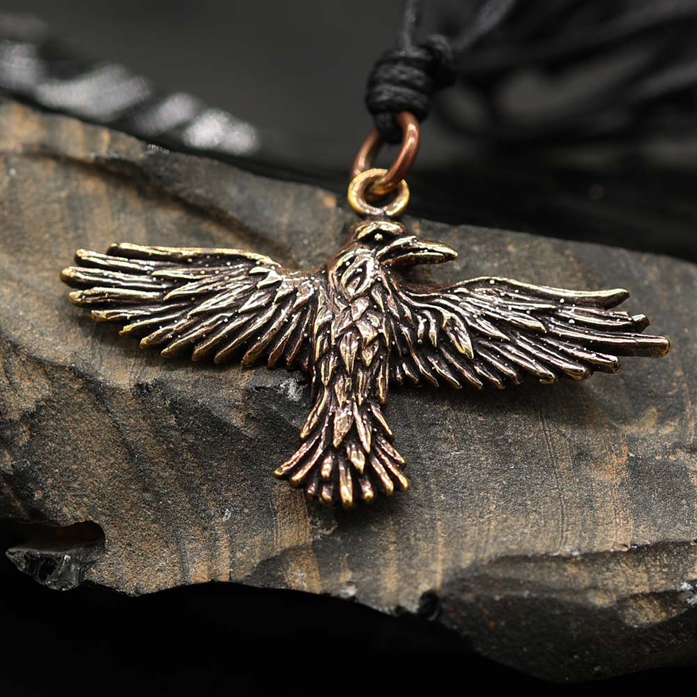 Rabe Anhänger Kette Wikinger Schmuck Bronze Mittelalter