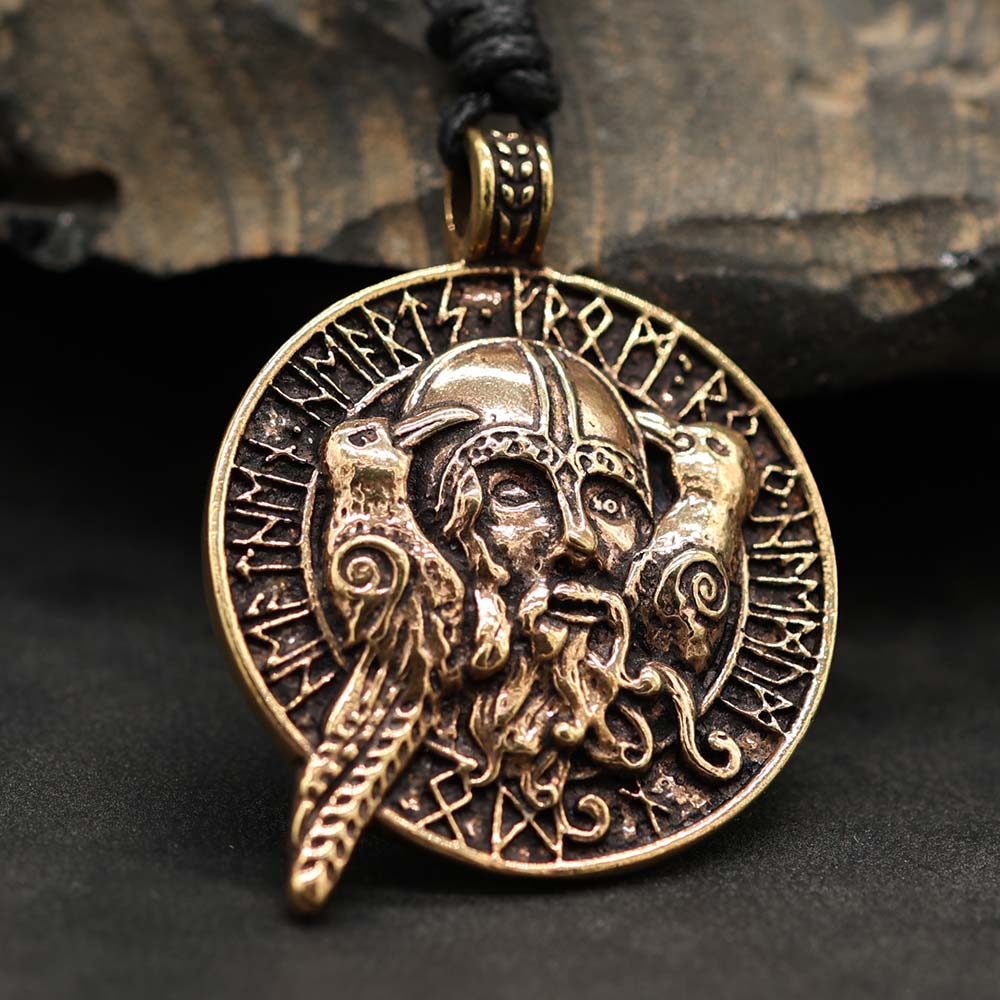 Odin Anhänger Amulett Schmuck Hugin und Muin Runen