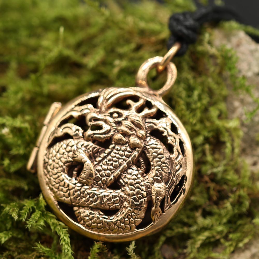 Drache Anhänger massiv Bronze ausgefallener Schmuck