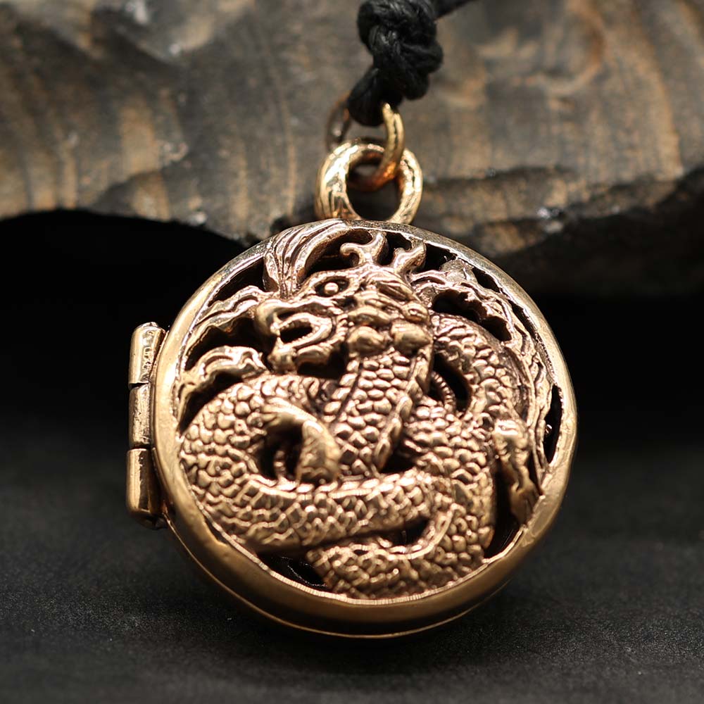 Drachen Medaillon Anhänger edel Schmuck aus Bronze