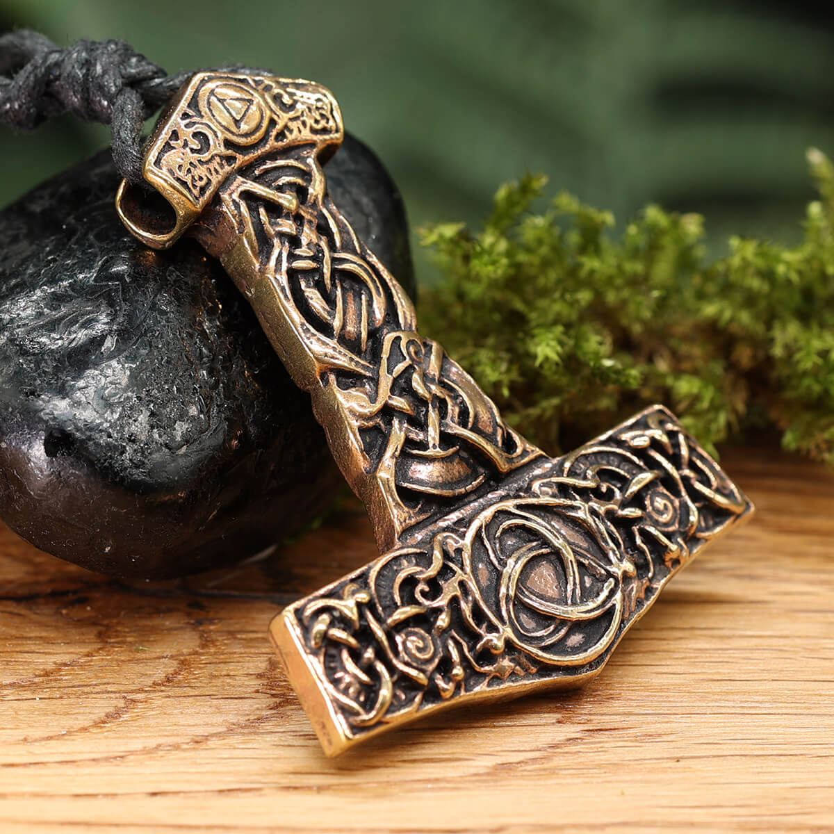 Thorshammer Anhänger Schmuck Kette massiv Bronze