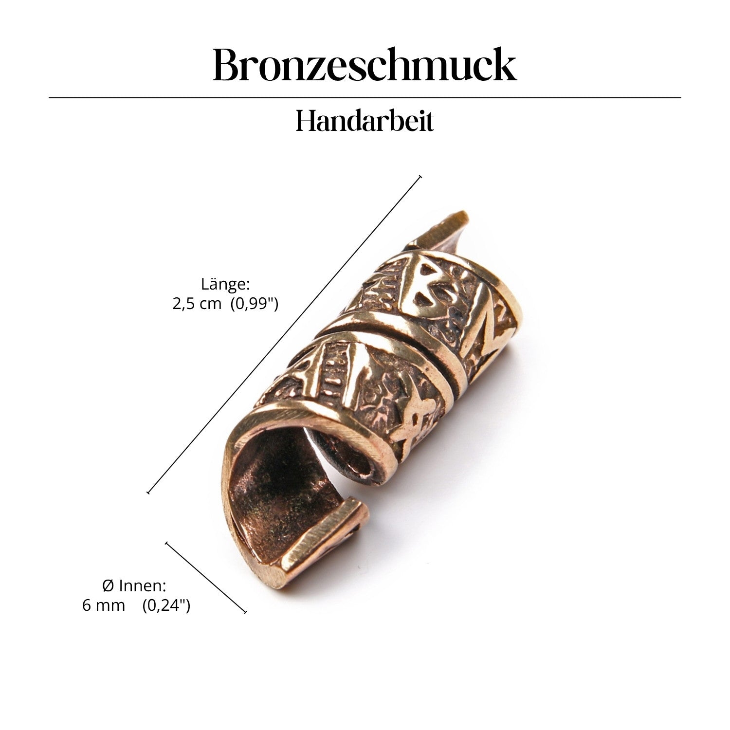 Wikinger Bartperle Runen  Bronze Bartschmuck