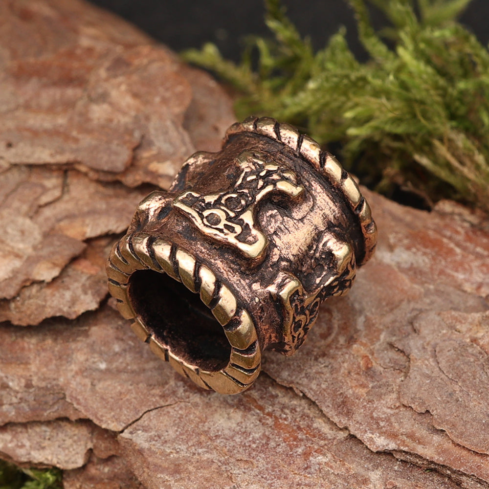 Thorshammer Haarperle Bartschmuck Bronze Haarschmuck Perle