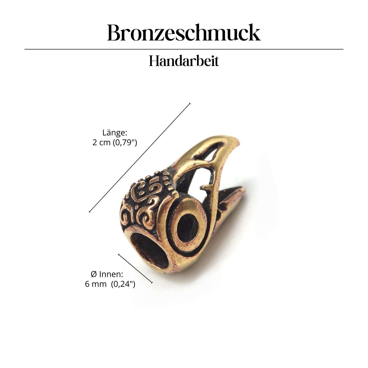 Beard bead raven's head bronze Viking jewelry