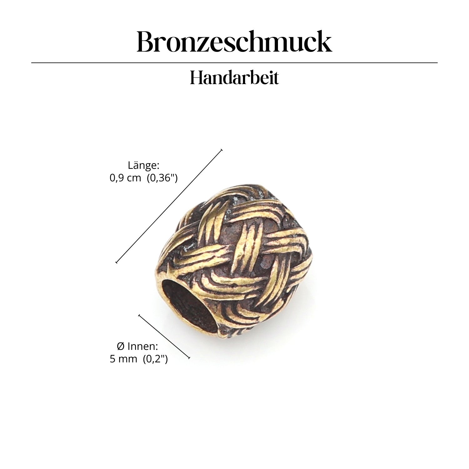 Small bronze beard bead, Viking hair jewelry