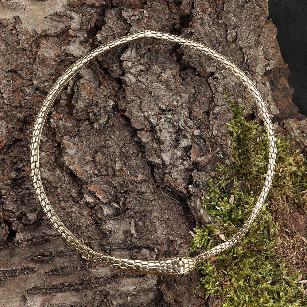 Necklace, snake design, brass necklace