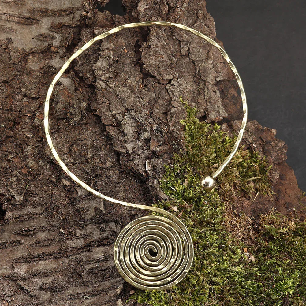  Necklace, spiral design, brass necklace