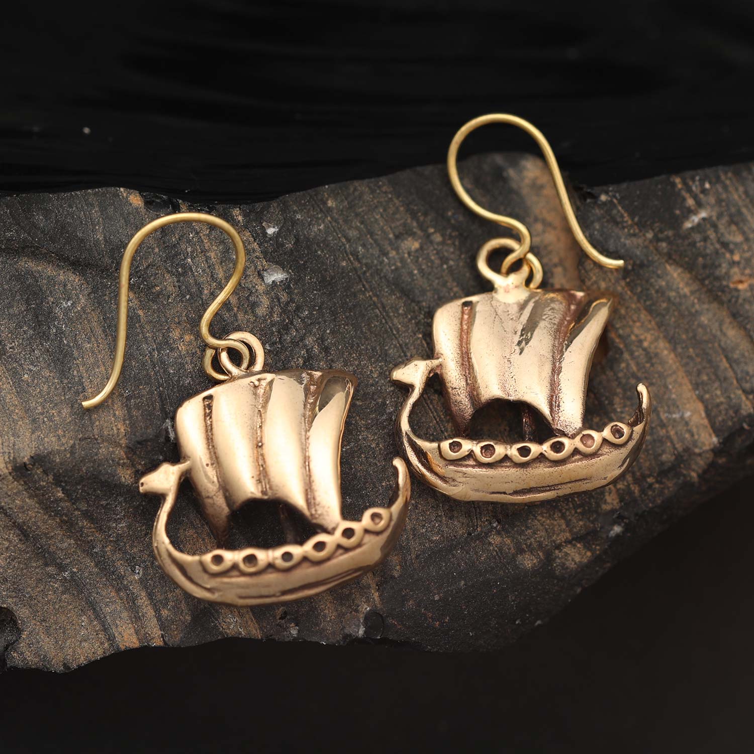 Drachenboot Wikinger Ohrringe Bronze Ohrschmuck