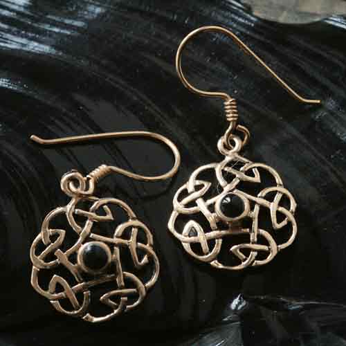 Mittelalter Ohrschmuck Einhänger Onyx