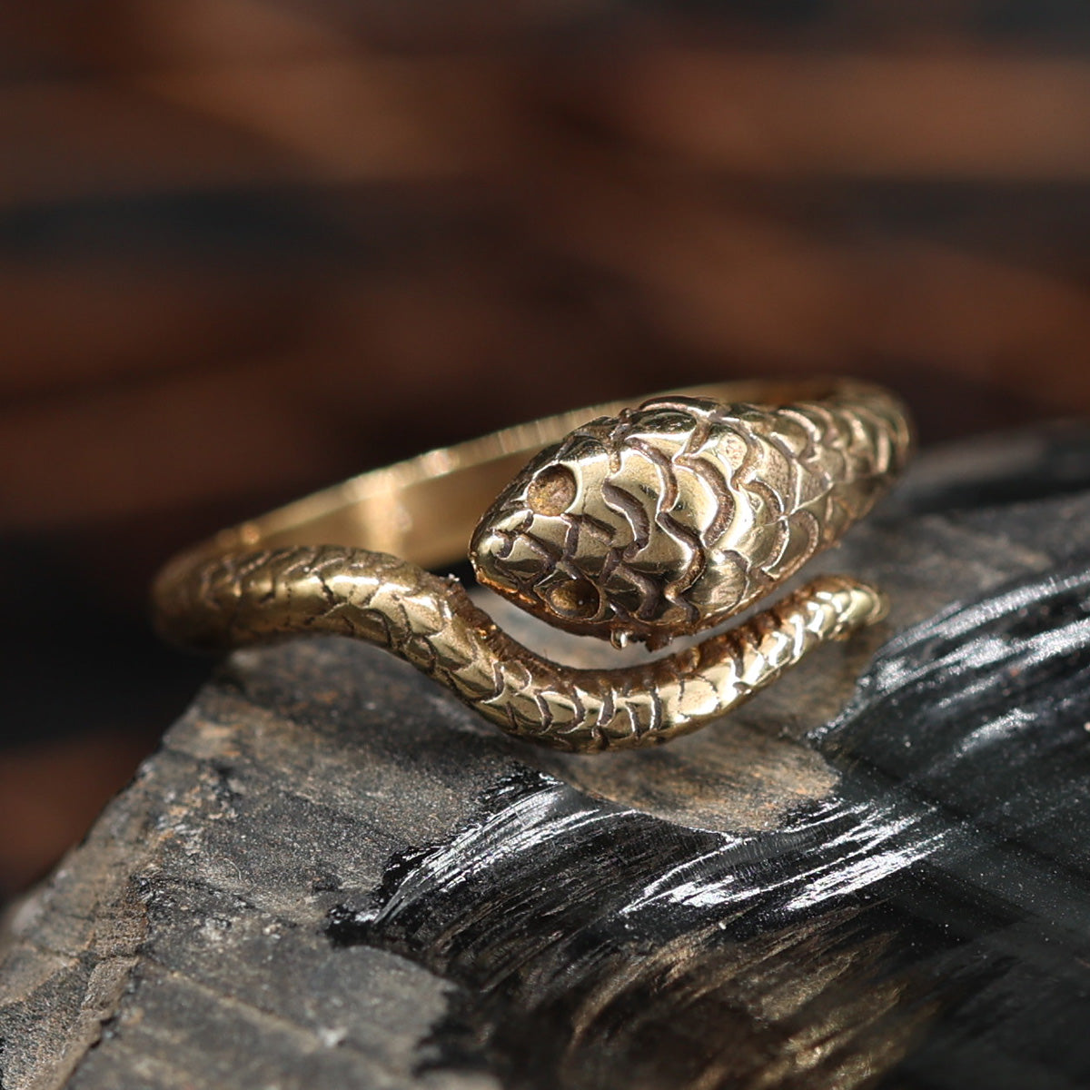 Schlangen Ring größenverstellbar Messing Damen Schmuck