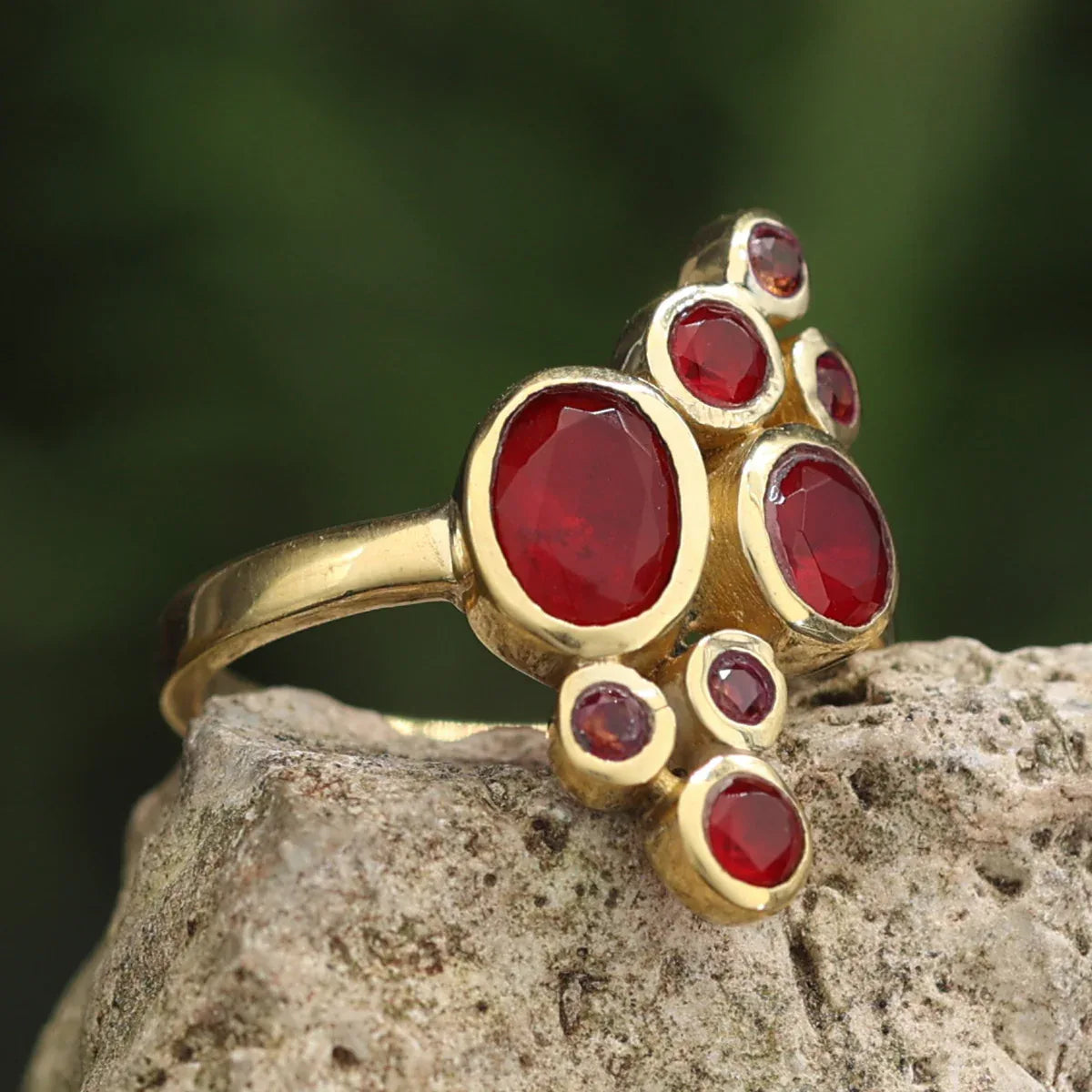 Timeless Fine Cubic Zirconia Ring Women's Jewelry Brass Garnet