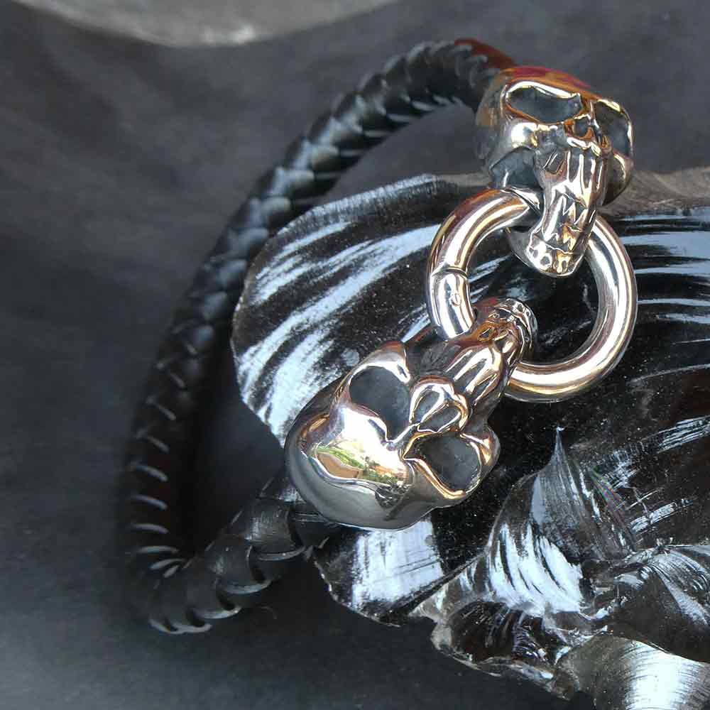 Totenkopf Leder Armband Gothic Biker Armschmuck