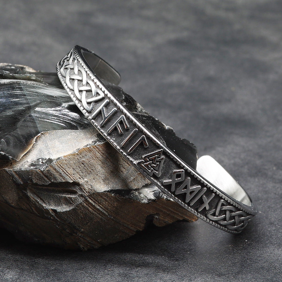 Runen Armreif Edelstahl Wikinger Valknut Armspange Herren