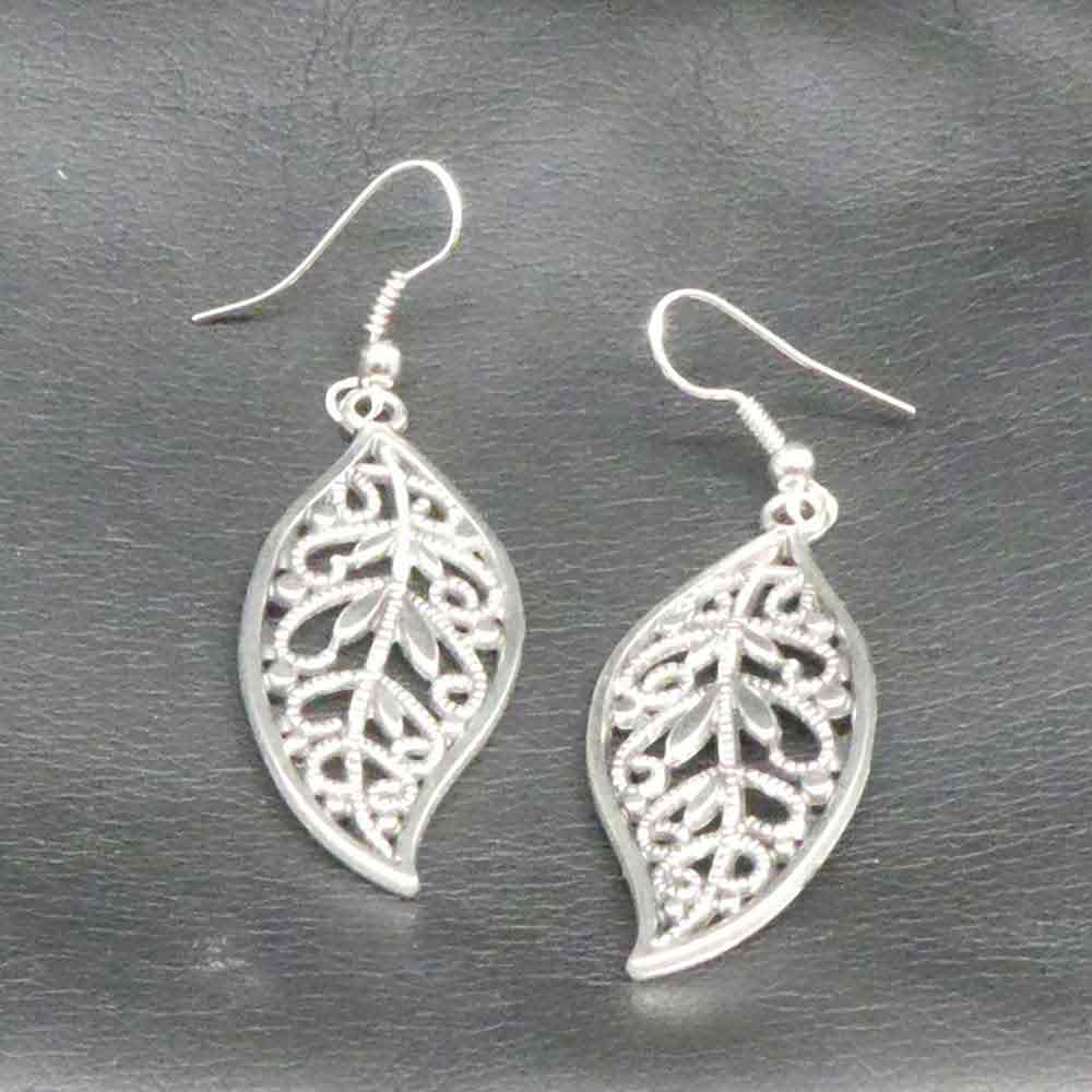 Ornament Blattschmuck Edelstahl Ohrringe
