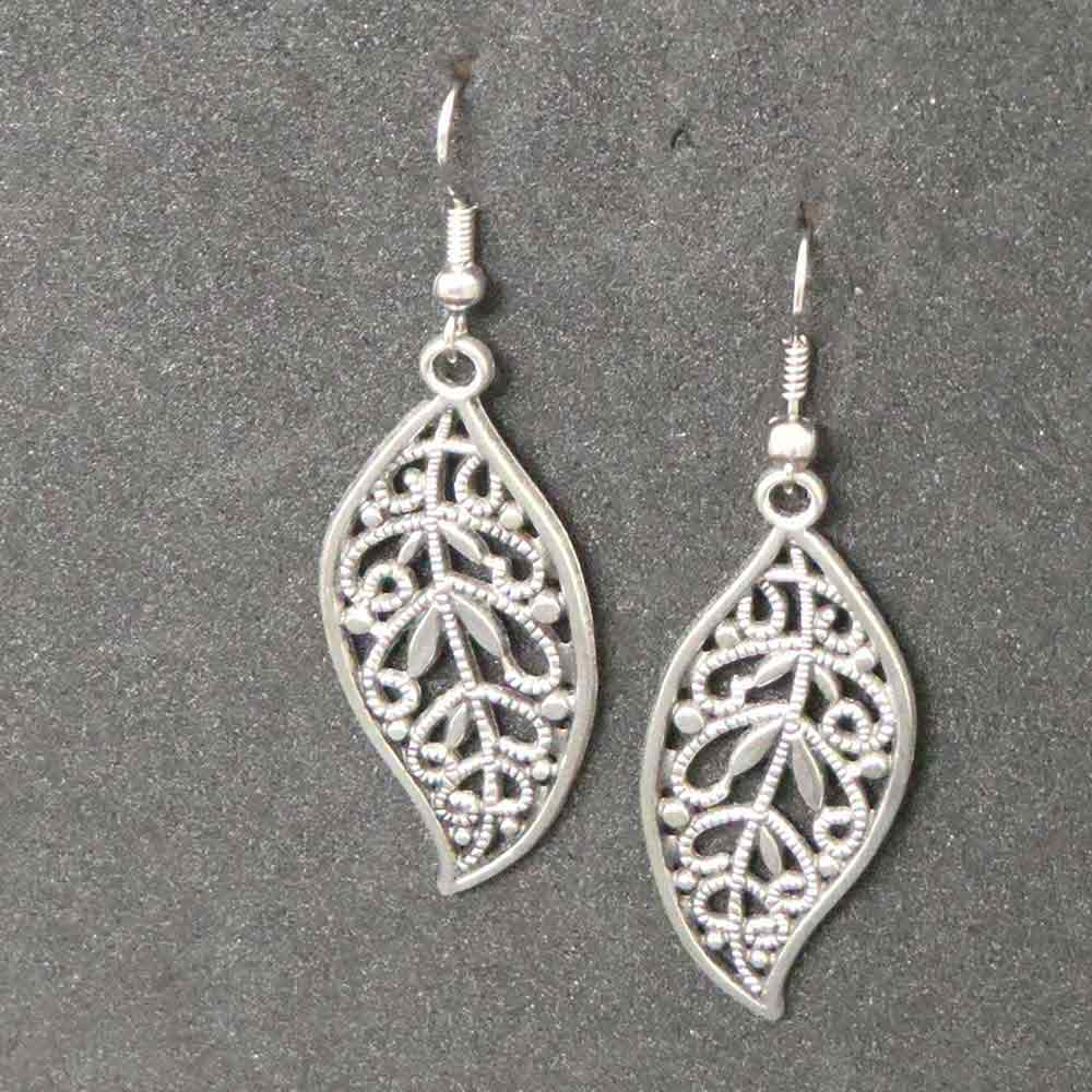 Ornament Blattschmuck Edelstahl Ohrringe