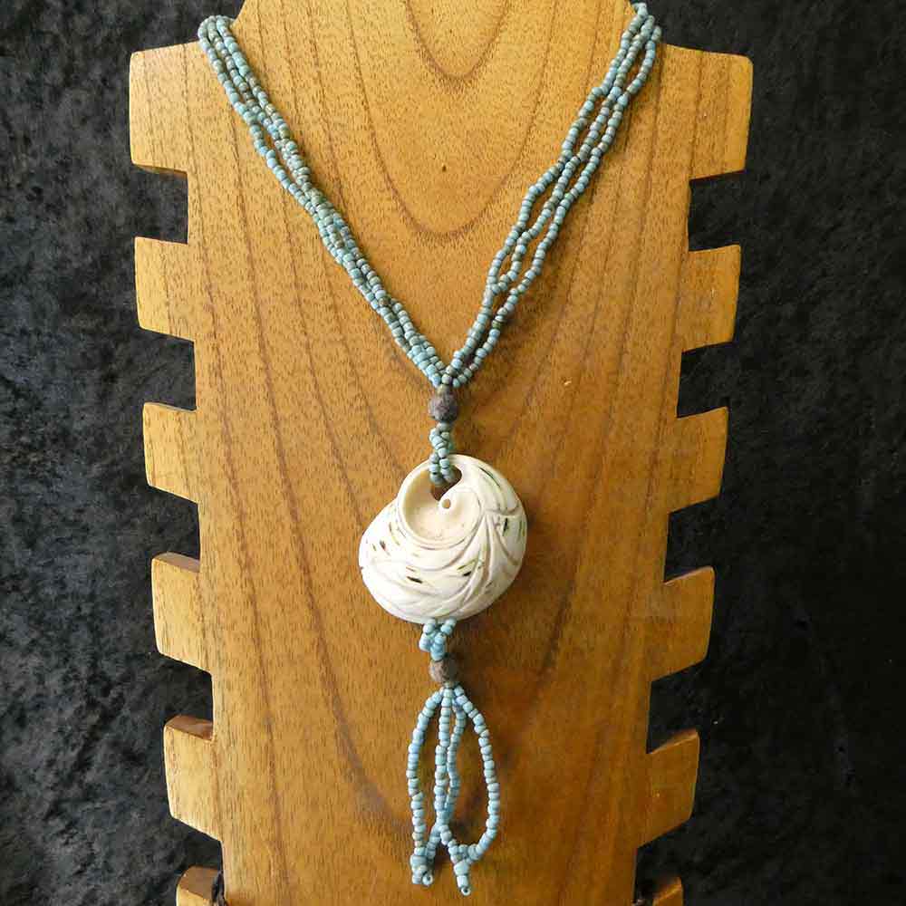 Glasperlen Modeschmuck türkis mit Muschel