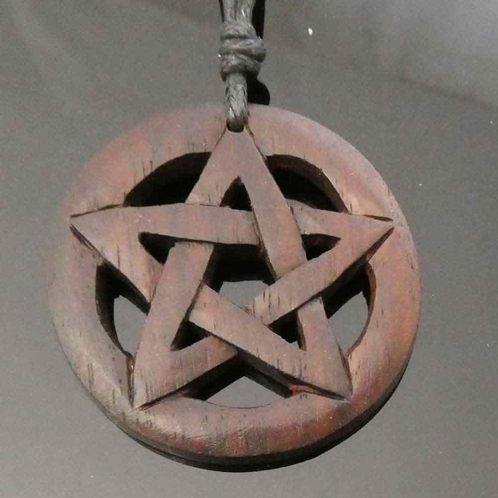 Pentagramm Kette Holz Schmuck Anhänger
