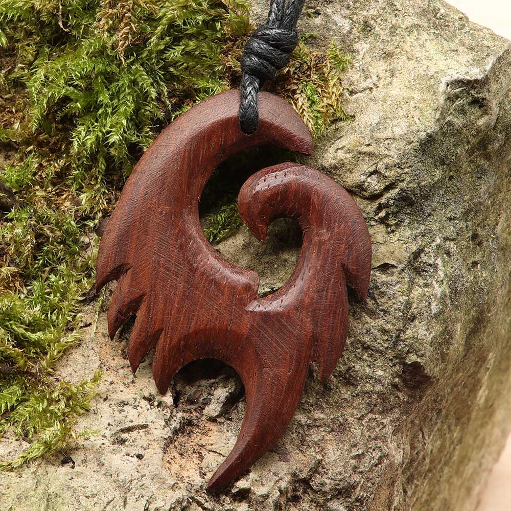 Holz Schmuck Anhänger Drachen Schwinge Kettenanhänger