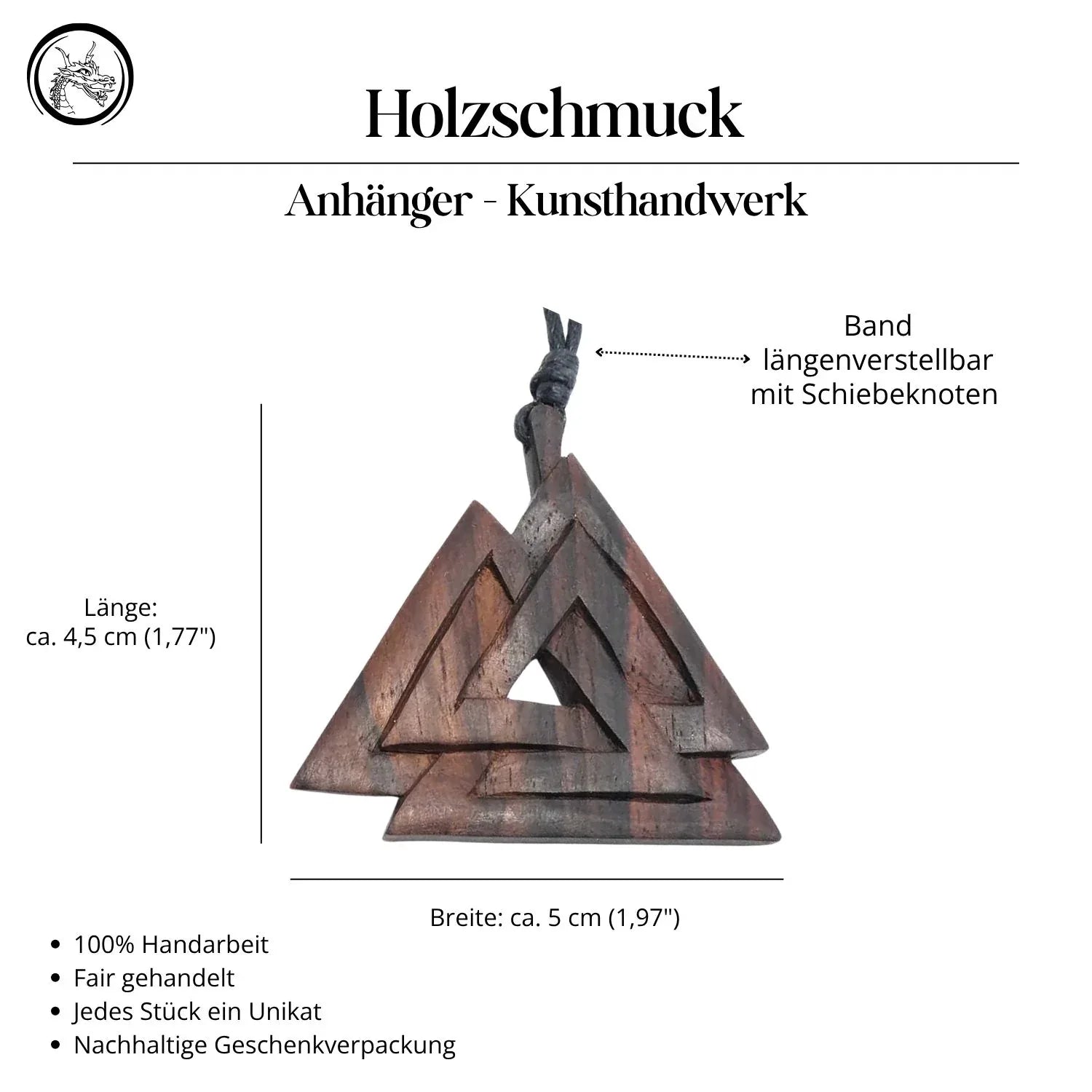 Kette Wotans Knoten Holz Schmuck Handarbeit Halskette Anhänger