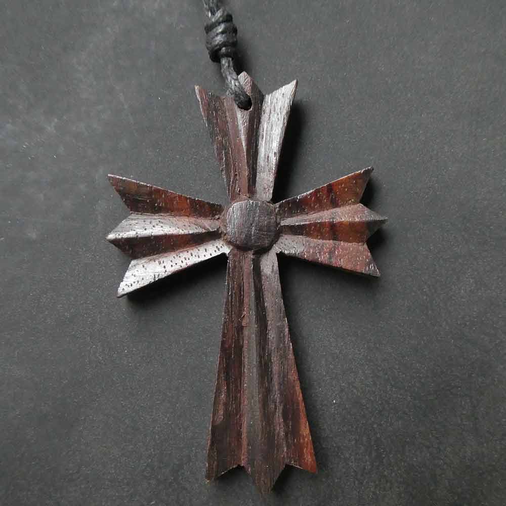 Kreuz Holzschmuck Anhänger Handarbeit Fair Trade 