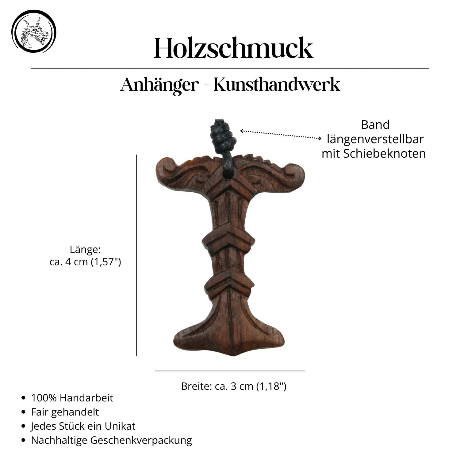 Holz Kette Irminsul Handarbeit fair gehandelt Halskette Schmuck