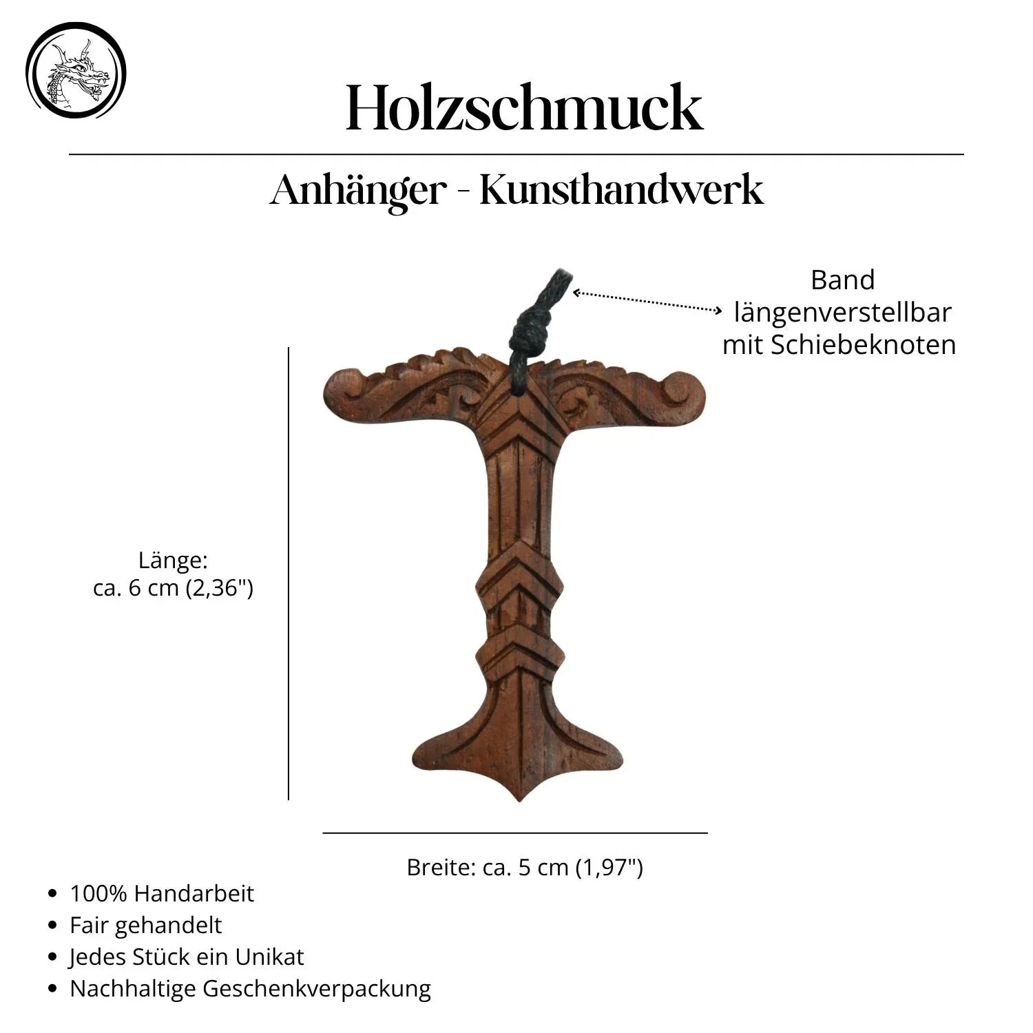 Irminsul Holz Kette Handarbeit fair gehandelt Halskette Schmuck
