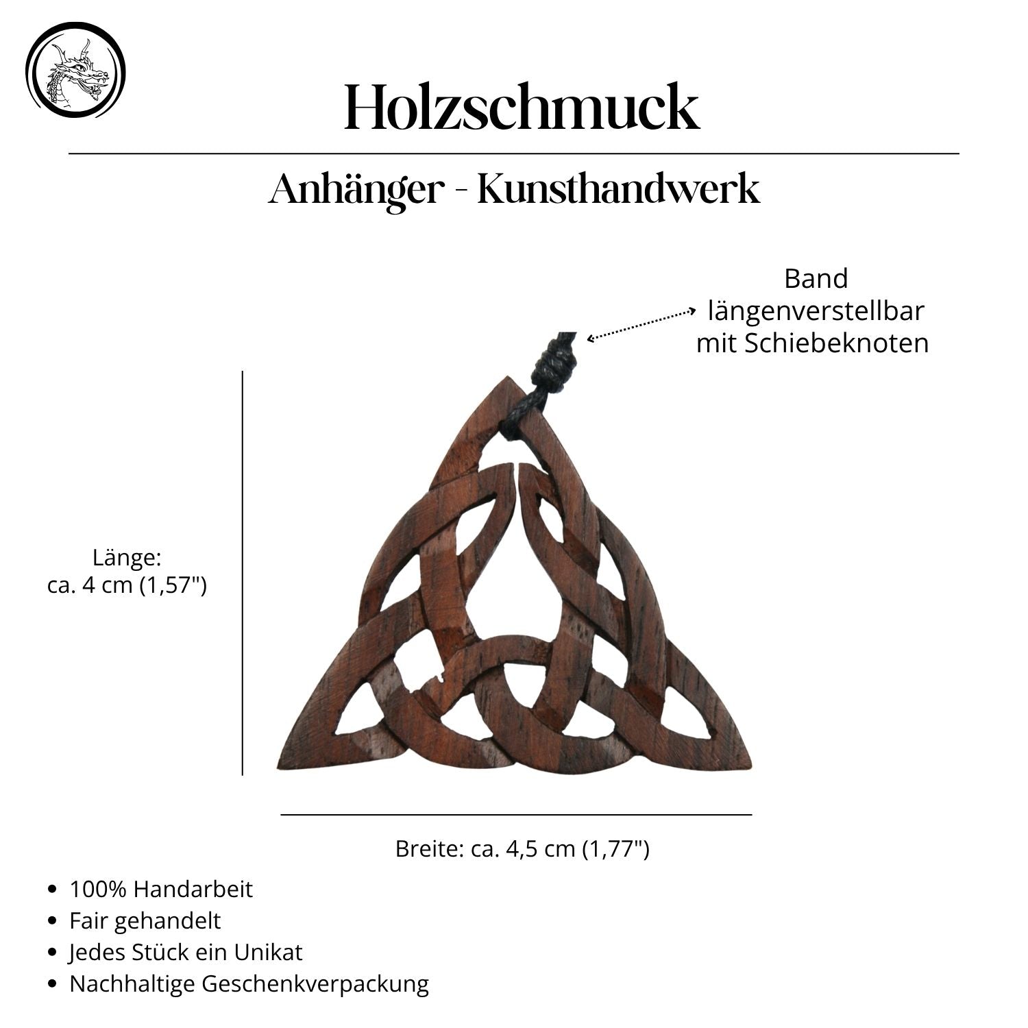 Keltische Holz Kette Handarbeit fair gehandelt Halskette Schmuck