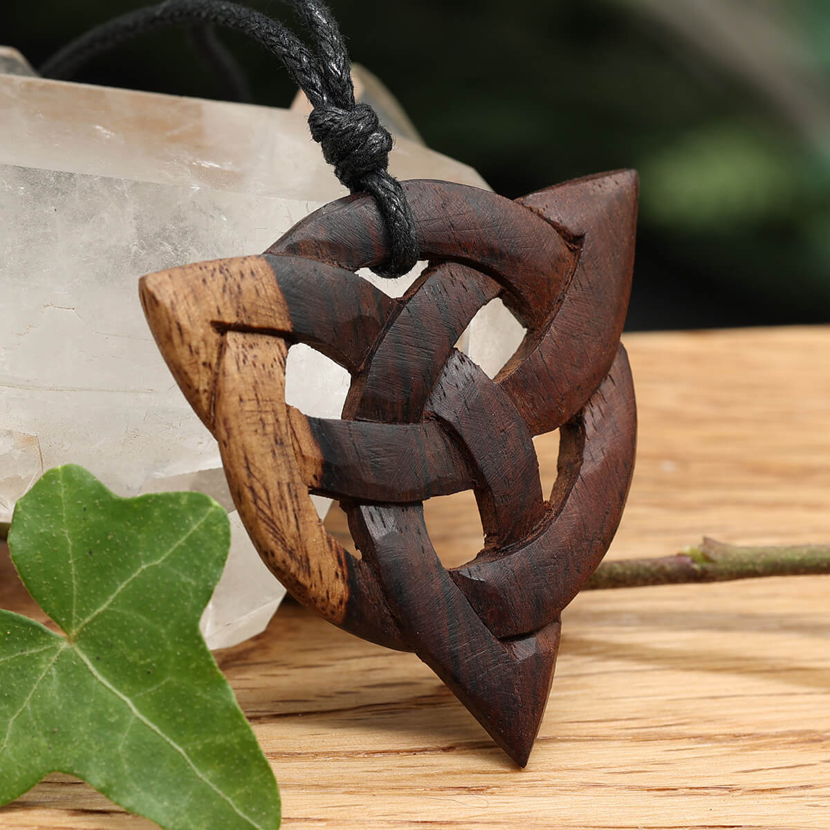Keltischer Knoten Anhänger Holz Halskette Kunst Handwerk