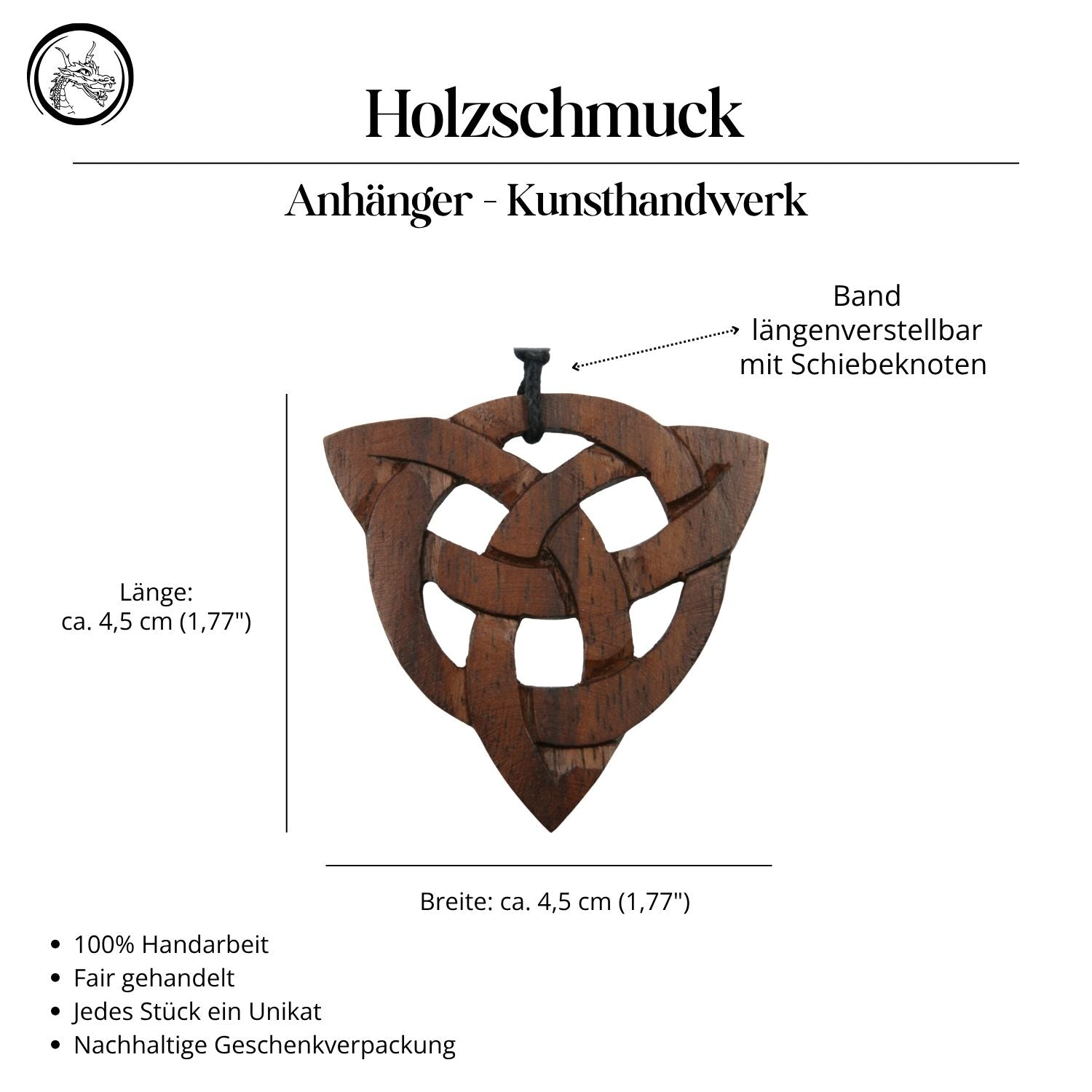 Taliesin Holz Kette keltisch Handarbeit fair gehandelt Halskette Schmuck