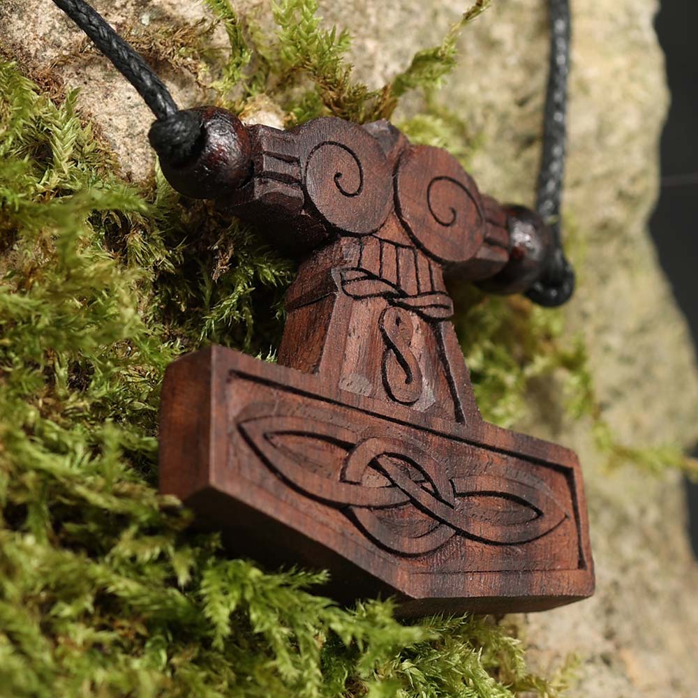 Thorshammer Anhänger Wikinger Holzschmuck Kette Schmuck fair gehandelt