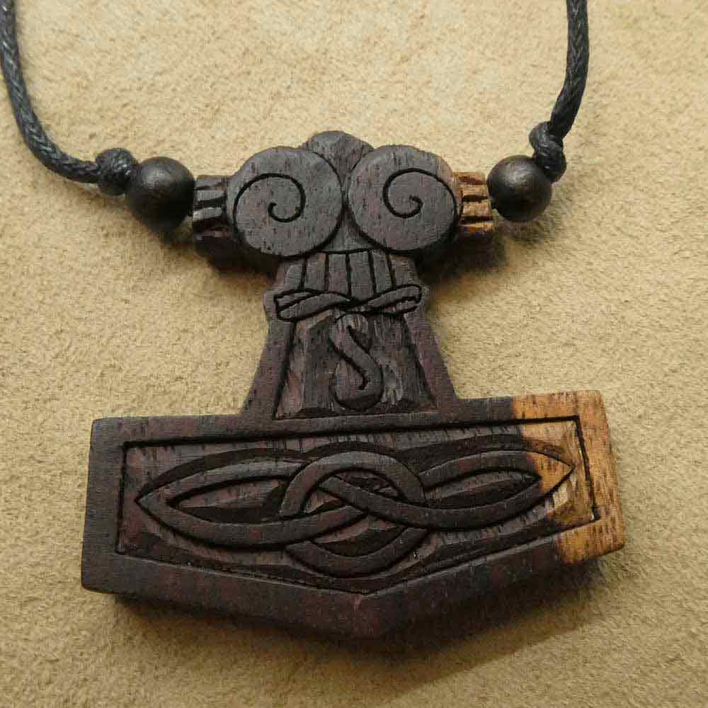 Thorshammer Holz Schmuck Anhänger