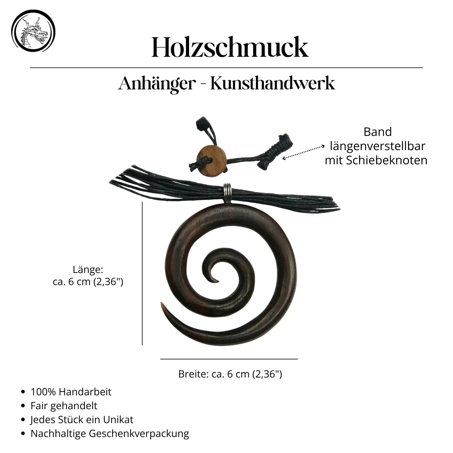Spirale Holz Kette Handarbeit fair gehandelt Halskette Schmuck