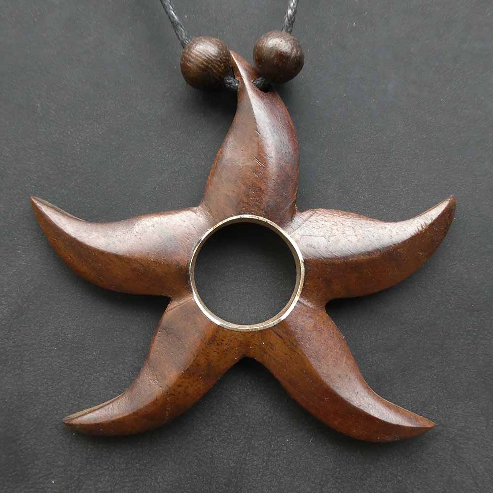 Blume Holzschmuck Halskette Handarbeit geschnitzter Schmuck