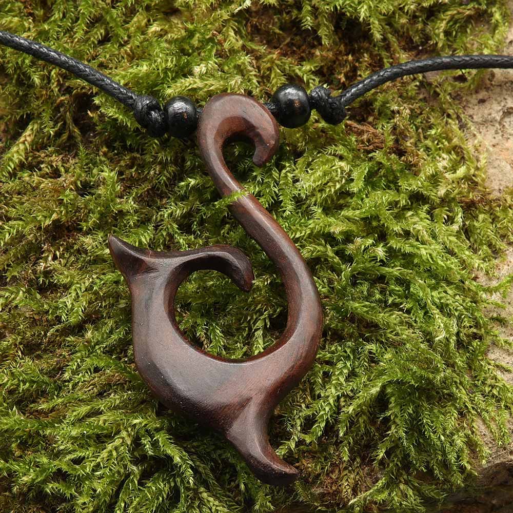 Tribal Halskette Ankh Holz Anhänger Kunst Handwerk Holzschmuck