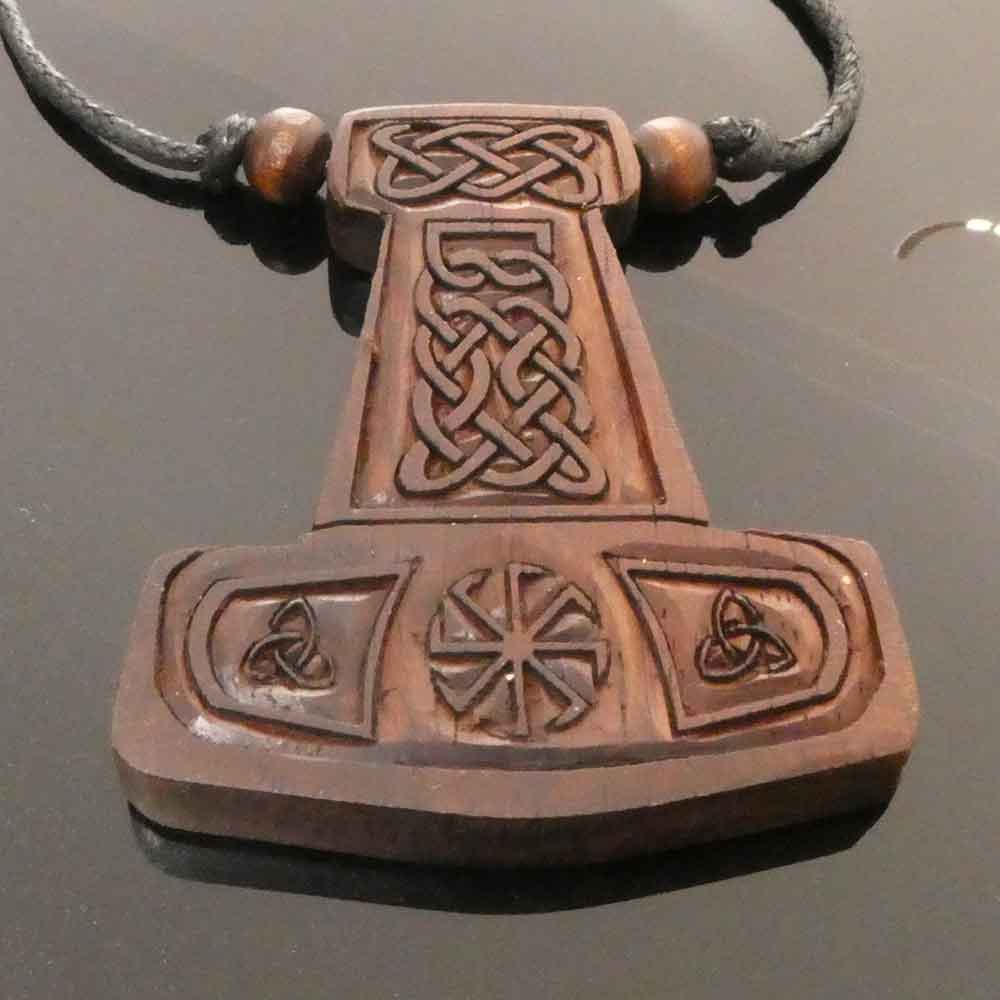 Thorshammer Schmuck Holz Wikinger Anhänger