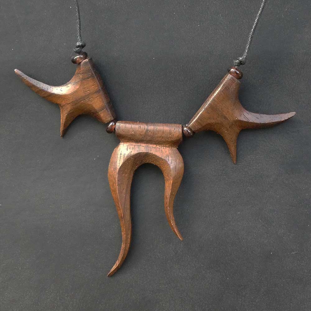 Gort ausgefallene Holzkette Schmuck Handarbeit Fairtrade Holzschmuck