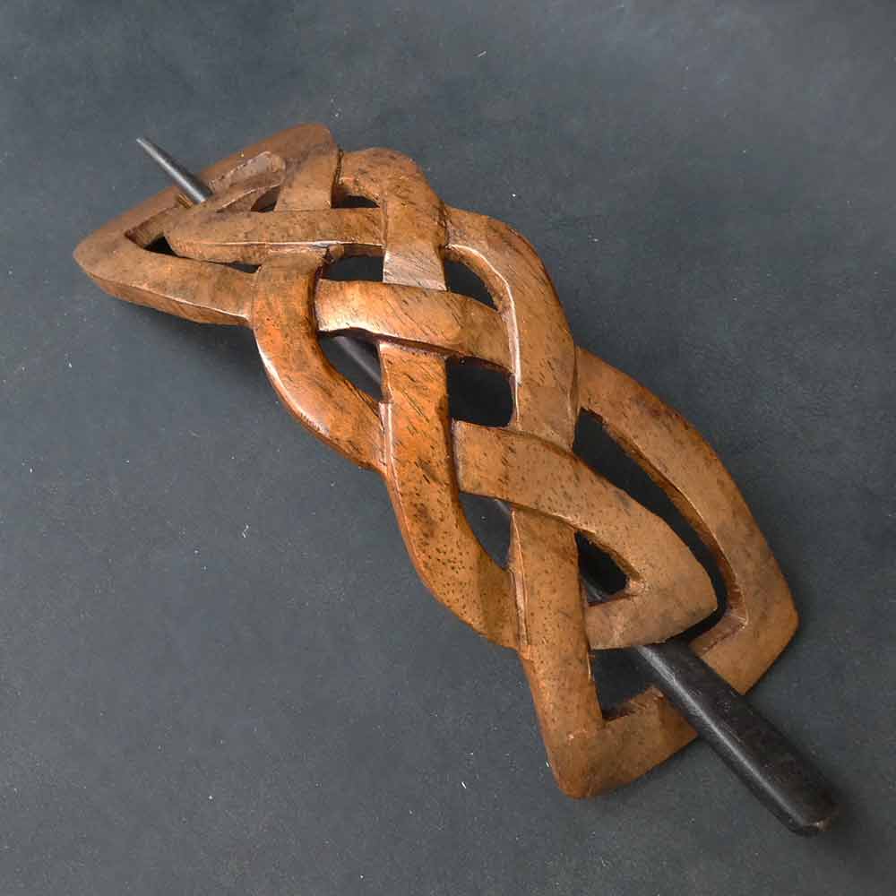 Kelten Haarschmuck Handarbeit Holzschmuck schonender Verschluß Kunst Handwerk