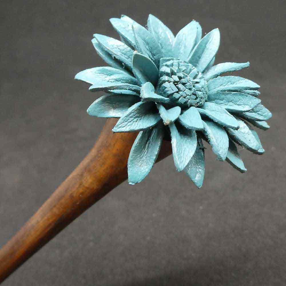 Haarschmuck Holz und Leder Haarstab
