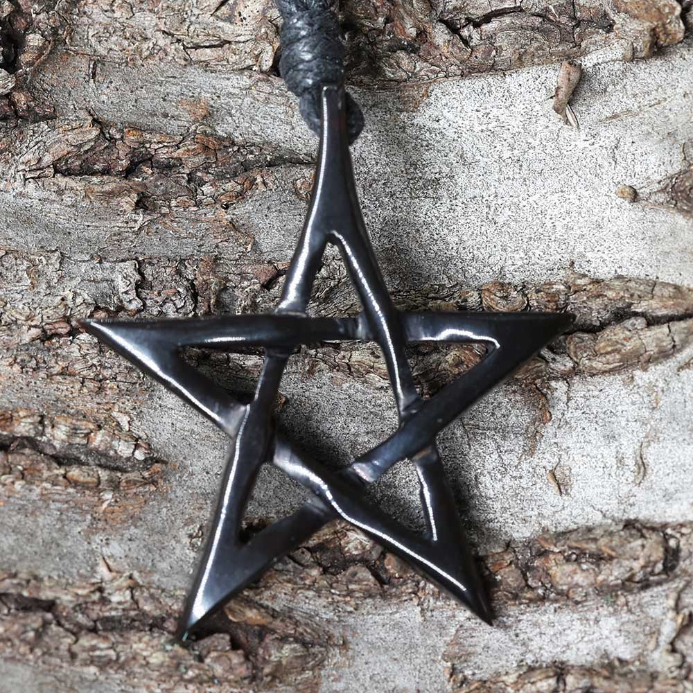 Pentagramm schmuck Horn kette schwarz