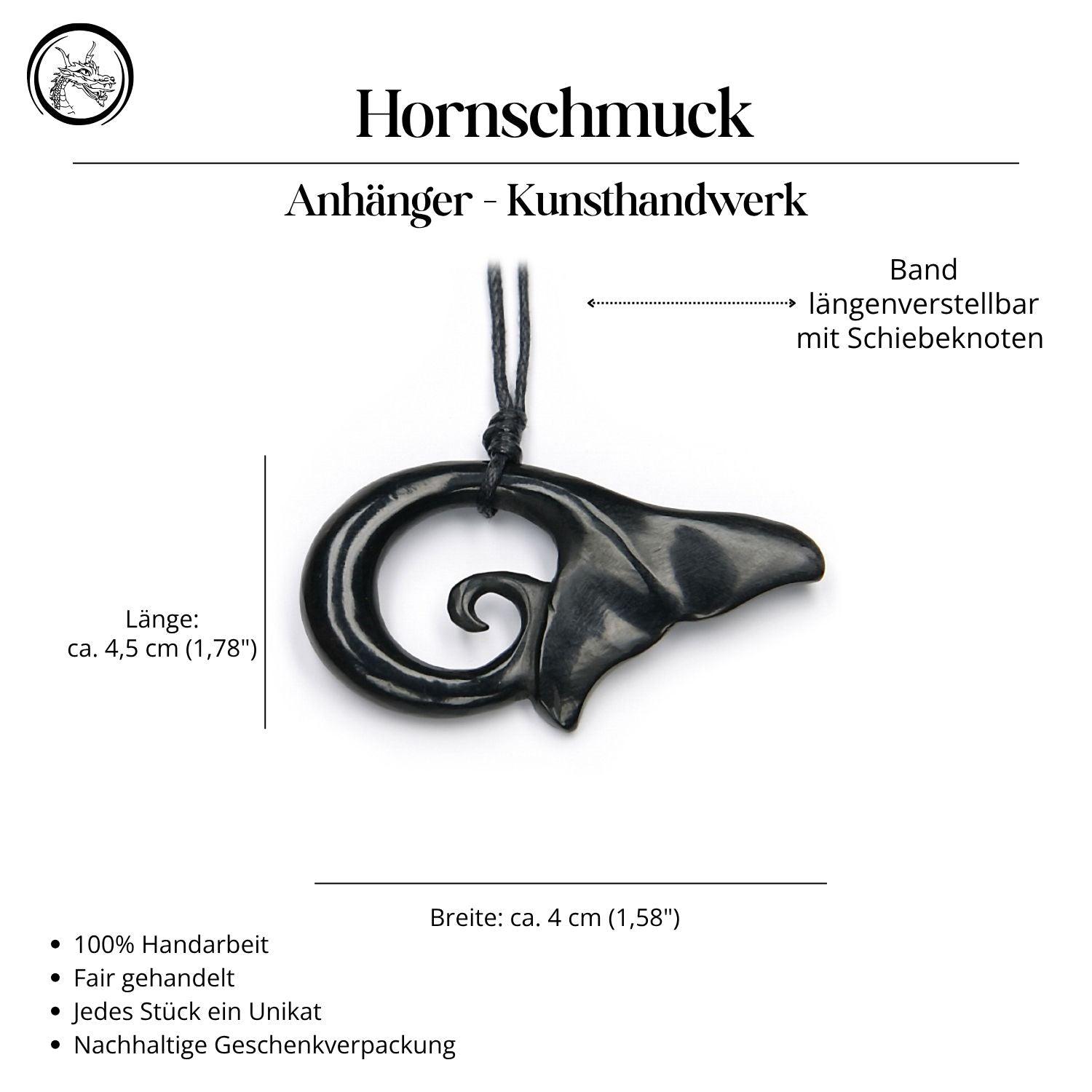 Walfluke Halskette Horn Handarbeit Kunst Handwerk