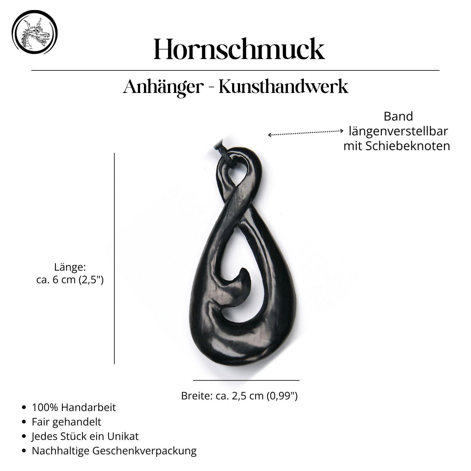 Horn Schmuck Anhänger Halskette mit Band 