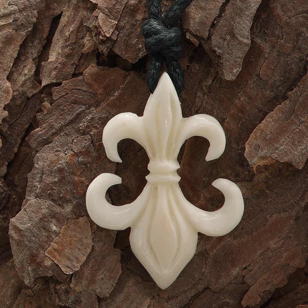 Fleur des Lys Knochen Kette Schmuck Handarbeit fair gehandelt