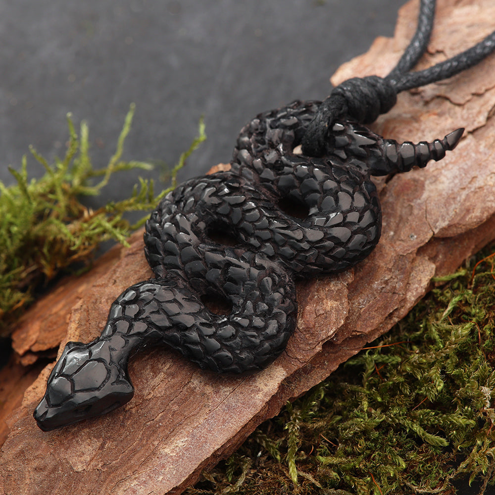 Schlange Anhänger Horn Handarbeit Halskette fair gehandelt